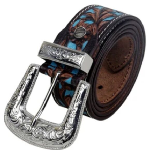NWT Myra Bag Turquoise Hand-Tooled Leather Women\'s Belt sz XL main image 5